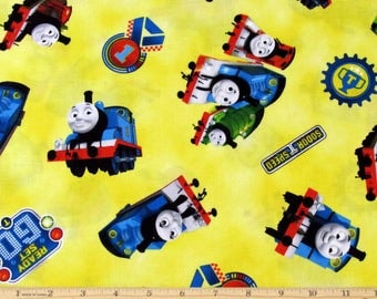Thomas the Train Fabric Steam Team Yellow Fabric From Quilting Treasures