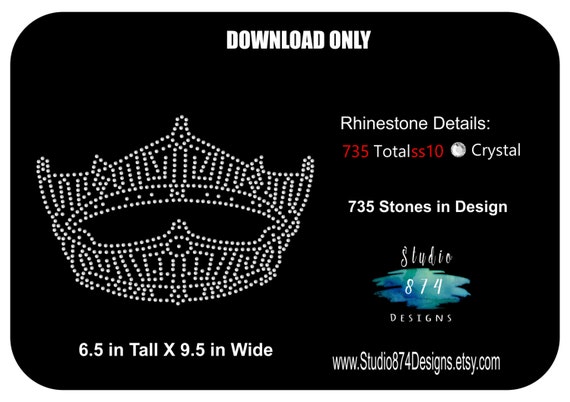 Download Rhinestone Transfer Template Pattern Miss America Crown