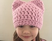 Adult Women's Pink Blossom Pussy Hat - Kitty Beanie - cat Hat - women's March
