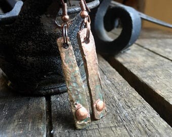 Copper Earrings, 7th Anniversary, Industrial Jewelry, Metal Earrings, Copper Anniversary, 7th Anniversary Gift, Rustic Earrings