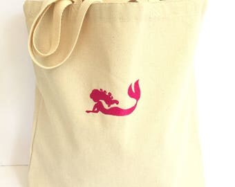 Mermaid tote bag, Personalized tote bag for kids, beach bride tote, bridesmaid tote, Personalized tote, Mermaid beach bag, kids beach bag