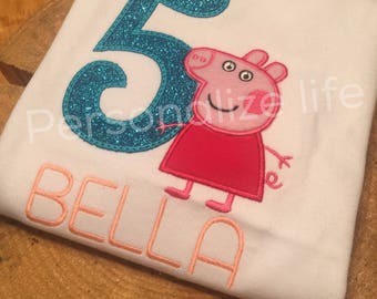 Peppa Pig birthday shirt,girls birthday shirt , peppa pig shirt,personalized girls shirt,