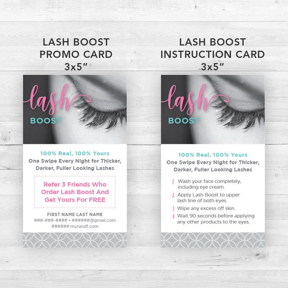 Rodan and Fields Lash Boost Cards Customized Printable