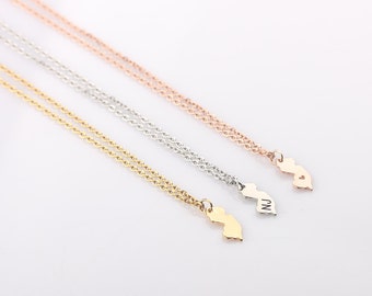 Dainty New Jersey Necklace - I Love New Jersey Necklace - New Jersey State Pendant Bracelet - Long Distance Friendship Gift - Christmas Gift