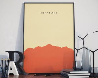 Mont Blanc, Print. Poster. Minimal Mountain Poster.