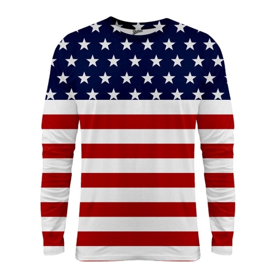 Items similar to American Flag Long Sleeve T-shirt on Etsy