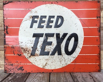 Vintage Original Feed Metal Sign -Advertising Seed Ag Feed - Ag Farm Embossed