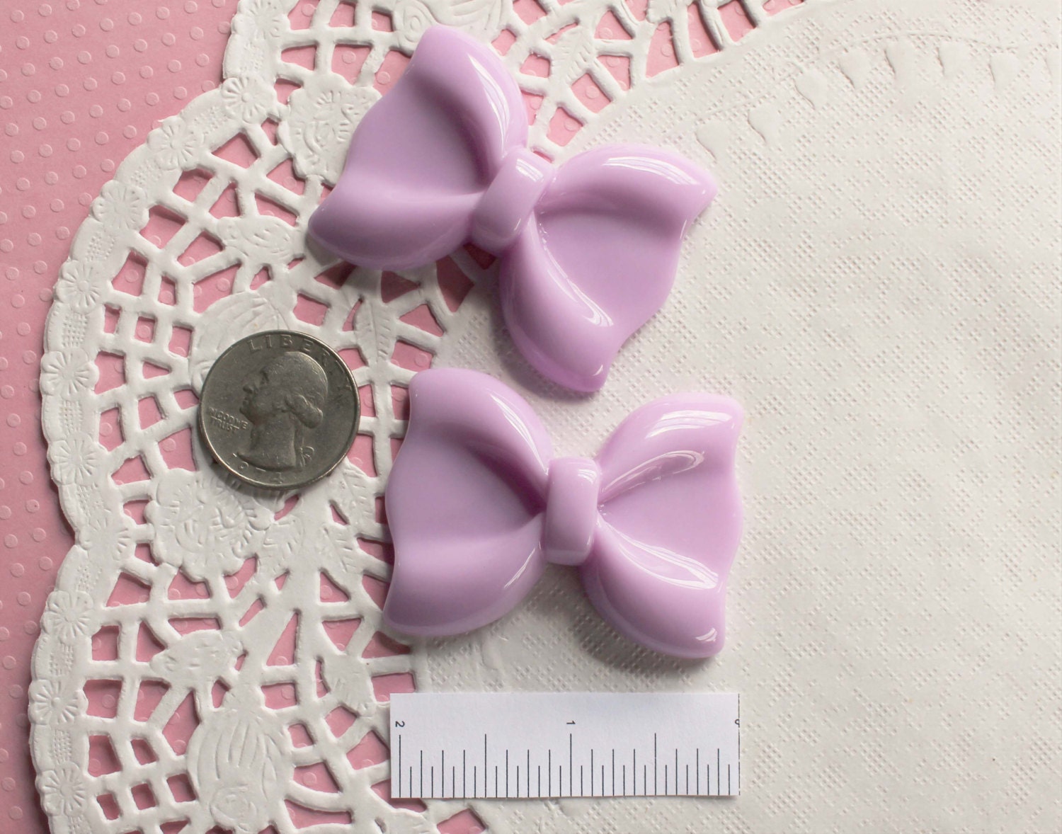 2 Pcs Huge Lavender Purple Frilly Bow Cabochons - 55x40mm from ...