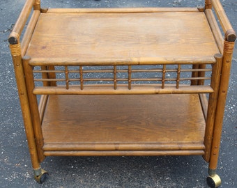 Wicker/bamboo mid century Bar Cart