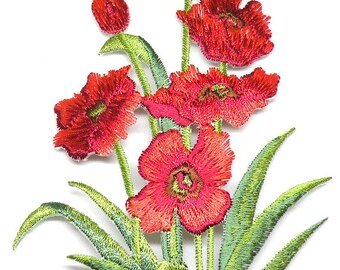 Such a Beautiful Iron on Patch Large Poppys Iron on Transfer Poppy Iron on Patch Iron On or Sew On Patch Bright Flower Poppys