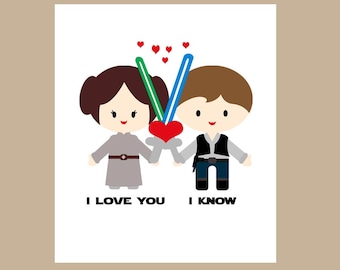 Star Wars Anniversary Card-Star Wars Geek Card -Star Wars Valentine Card - Princess Leia - I Love You I Know