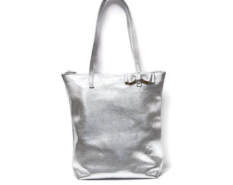 silver woven bag