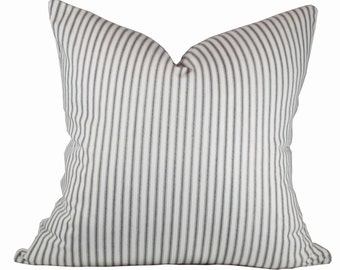 Ticking Stripe Pillow Cover - Premier Prints Classic Black Pillow Covers - Made to Order in Over 20 Sizes with Invisible Zipper