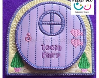 Beautiful 3D Tooth Fairy Door Embroidery Applique Design. 4x4" hoop. ITH Design file. This is a design file only not a ready made item.
