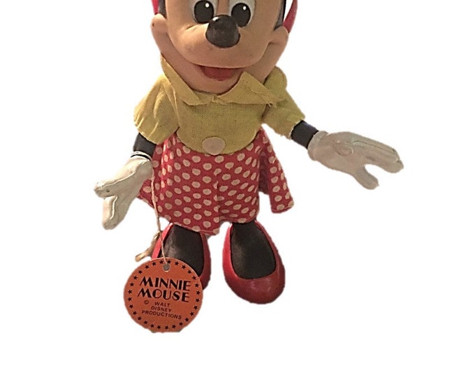 Minnie Mouse Doll ~ Vintage Walt Disney Toys ~ R Dakin Co. Hong Kong ~ Cartoon Character Collectible,