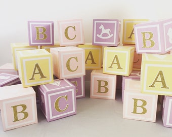 Large(4.5 in) Custom Alphabet Blocks, Baby Shower Decorations, 4.5 inches x 4.5 inches x 4.5 inches