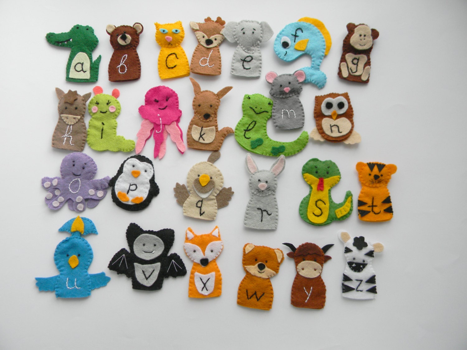 26 zoo phonics animals felt finger puppets wool felt finger