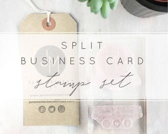 Split Business Card Stamp Set | Custom Business Cards - Custom Logo Stamp