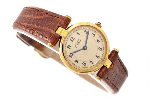Vintage Must De Cartier Vermeil Quartz 925 Gold Plated Ladies Watch 1230 - Make me an offer!