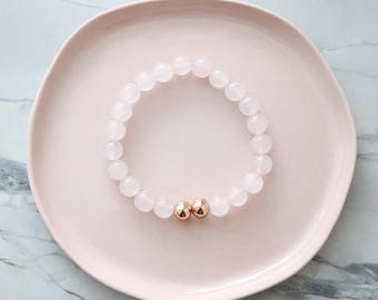 Audrey Bracelet - Rose Gold and Rose Quartz
