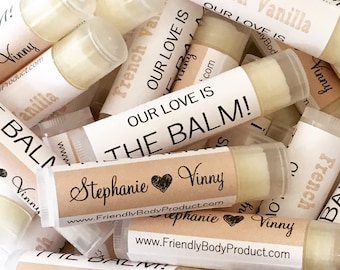 Wholesale Lip Balms - 50 Natural Lip Balms - Soy Wax, Beeswax - Lip Balm Favors Gift Wedding Bridal Custom Label Bulk Chapstick Shower Gift