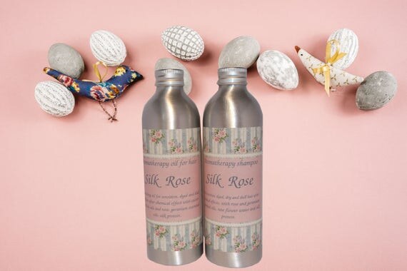Sulfate-free and volumizing aromatherapy shampoo and oil "Silk Rose"250+250