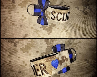 Military Police/Law Enforcement/LEO Nametape KeyFob-Keychain Thin Blue Line