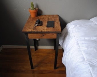 Rustic Side / End table Nightstand with Iron legs 18x15x you choose height