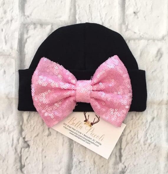 Newborn Hats Sequin Bow Newborn Hats Newborn Girl Hats