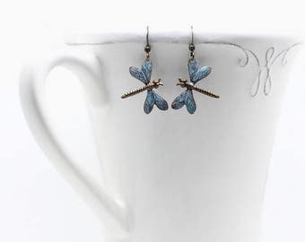 Dragonfly earrings nature lover jewelry dangle earrings