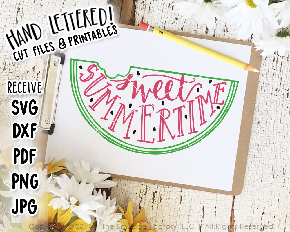 Download Watermelon SVG Cut File Printable Sweet Summertime Cutting