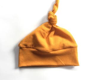 Modern Baby Knot Hat, Newborn hat, mustard yellow knot hat, going home outfit