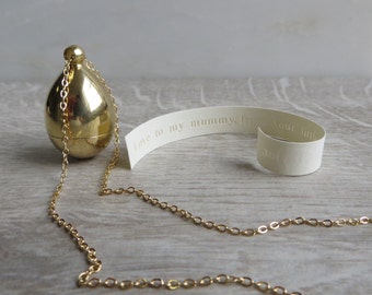 Brass Secret Message Locket Necklace