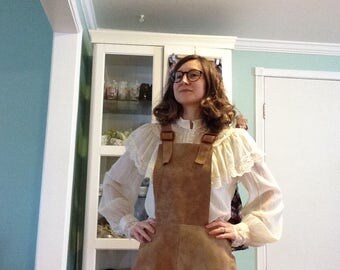 1960s leather overalls shorts small