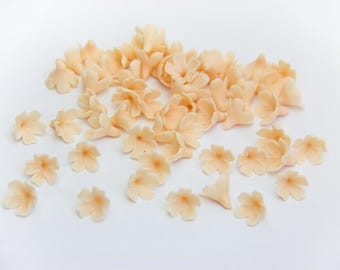 20 beige polymer clay small flowers, polymer clay flower, floral beads, flowers 10mm