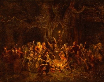 George Cruikshank: Herne's Oak from 'The Merry Wives of Windsor' Act V, Scene v (Shakespeare). Fine Art Print/Poster. (004112)