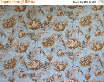 Poppies Fabric - Brown Blue Floral - Beth Ann Bruske for David Textiles - Quilters Cotton - OOP - 25" x 44" Only