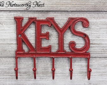 ANY COLOR - Key Hook // Key Holder // Cast Iron Key Hook // Cast Iron Keys // Keys Wall Hook // Key Hanger // key decor // red hook / entry