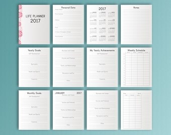 2017 Planner Printable Inserts for and Happy Planner Dated Daily Weekly Monthly Mid Year Planner 2017 PDF