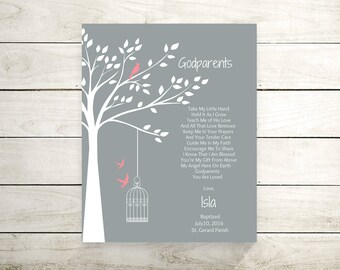 Godparents Baptism Gift Personalized Godparents Gift Keepsake Godparents Gift Godmothers Art Print Godfathers Art print - 45877