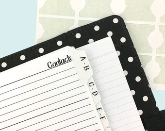Planner Tabs Large 12 Alphabet laminated self-adhesive - REMOVABLE - sturdy tabs - divider tabs - address book labels - contact tabs - large