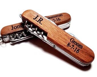 Personalized Pocket Knife Engraved Wood Seven Blade Knife Graduation Birthday Fathers Day Anniversary Groomsmen Gift Pocketknife Multi Tool