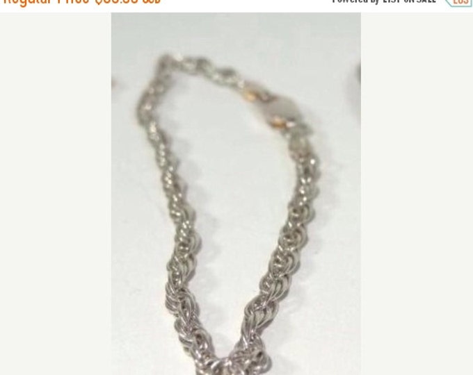 Storewide 25% Off SALE Vintage Sparkle Presence Sterling Silver Interlocking Rope Bracelet Featuring Elegant Design with Hallmarking
