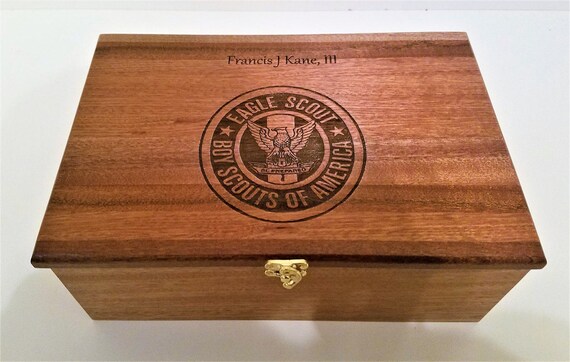 Personalized Boy Scout Memory Box 12x8x4Custom Hand Made Wood