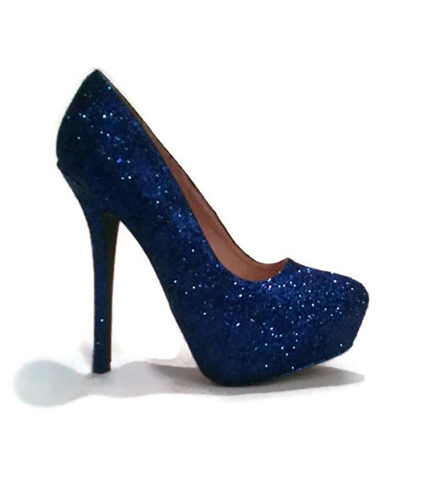 Glitter Heels / Royal Blue Glitter Heels / Wedding Shoes