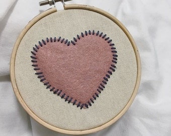Love Heart Felt Embroidery Hoop Art