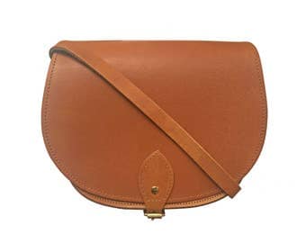 Leather Saddle Bag In Vintage Tan - Handmade In Uk - Brown Saddle Bag - Girlfriend Gift - Tan Satchel - Tan Leather Bag