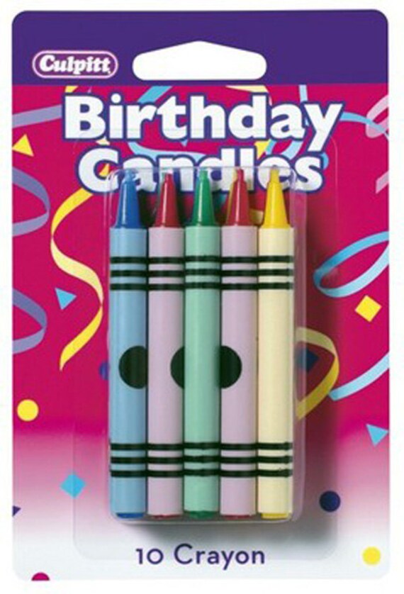 Pkg. of 10 Crayon Birthday Candles Cake Toppers Party Supplies