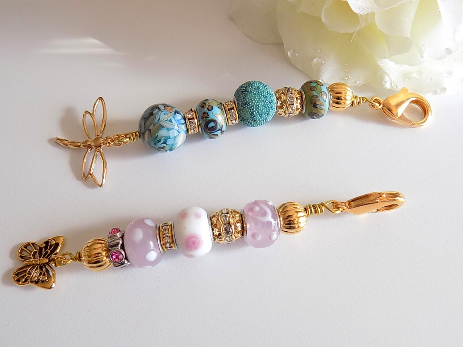 Beaded Zipper Pulls Zipper Charms Dragonfly Purse Charm