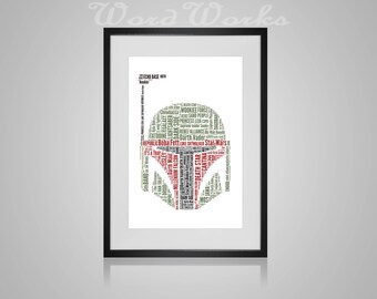 Personalised Star Wars Boba Fett Word Art **Buy 3 prints get the 4th FREE** Use coupon code " MYFREEONE "